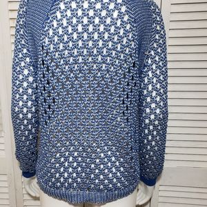 Nümph Anthropologie Blue & Gold Knitted Sweater